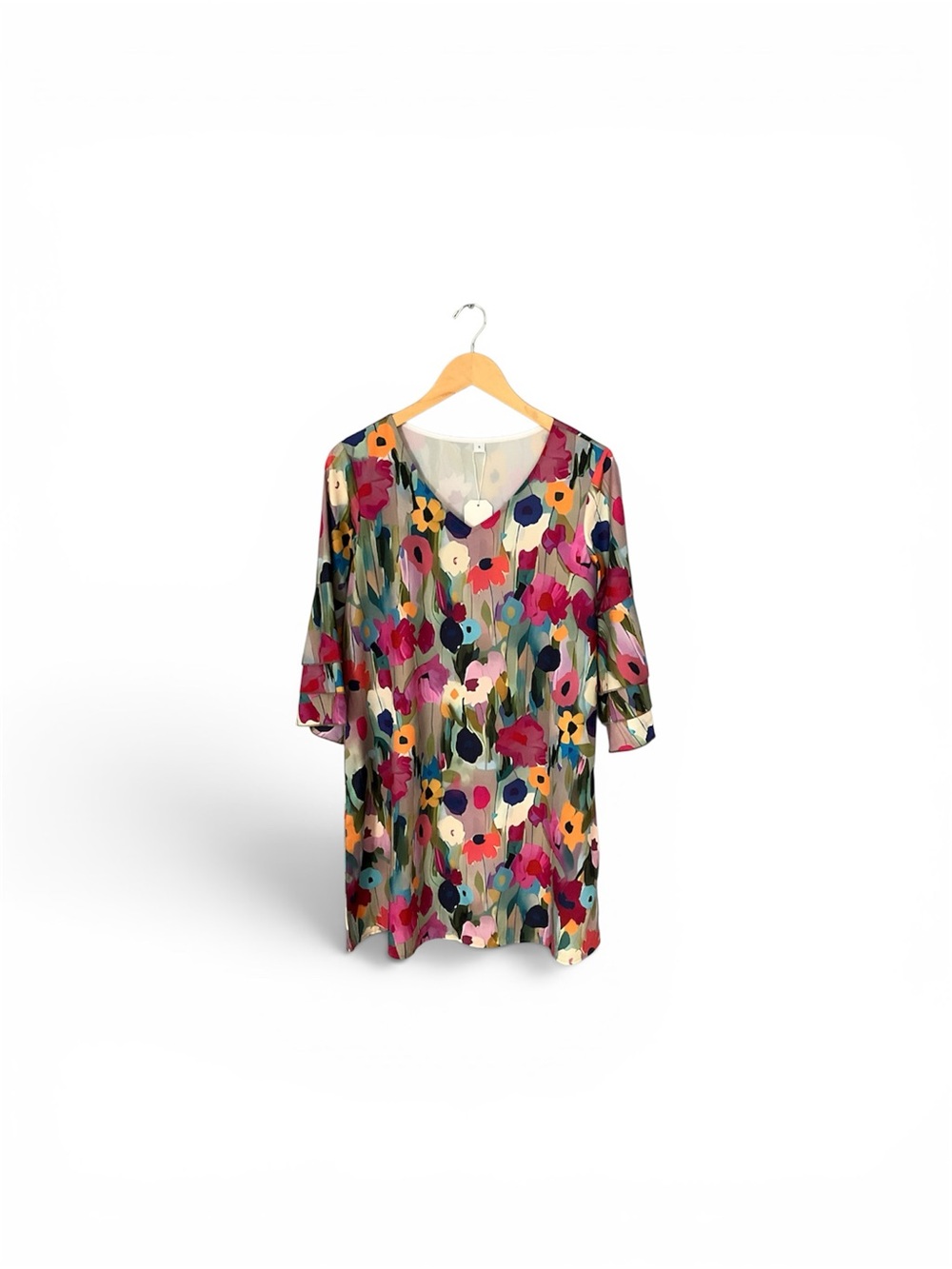 Vivid Floral V-Neck Tunic Top